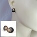 Black studs earrings, Gold drop post Earrings -- black and white resin, sterling silver post, Swarovski crystal, Onyx color