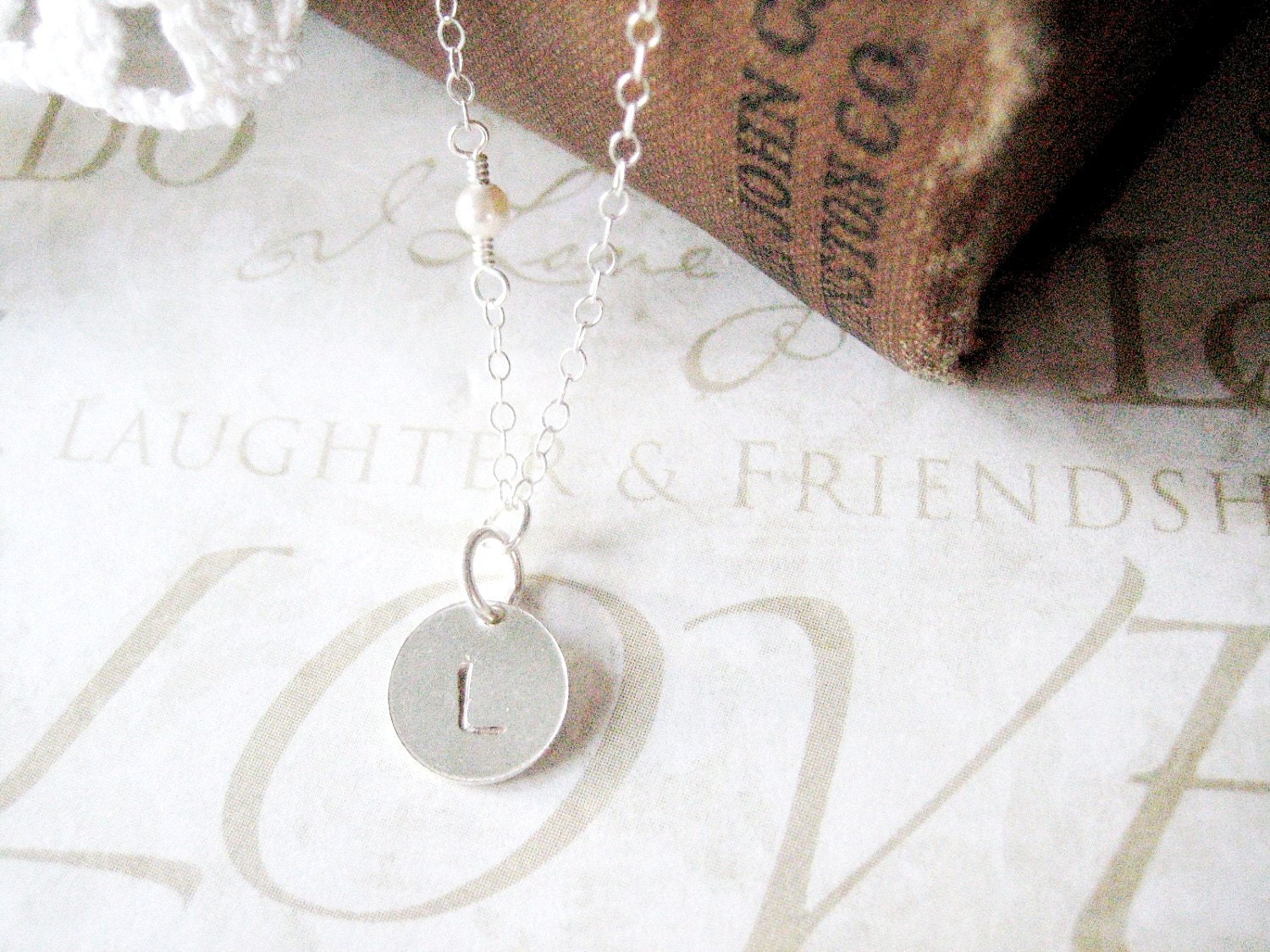 ADORED personalized hand stamped initial necklace (silver or gold)