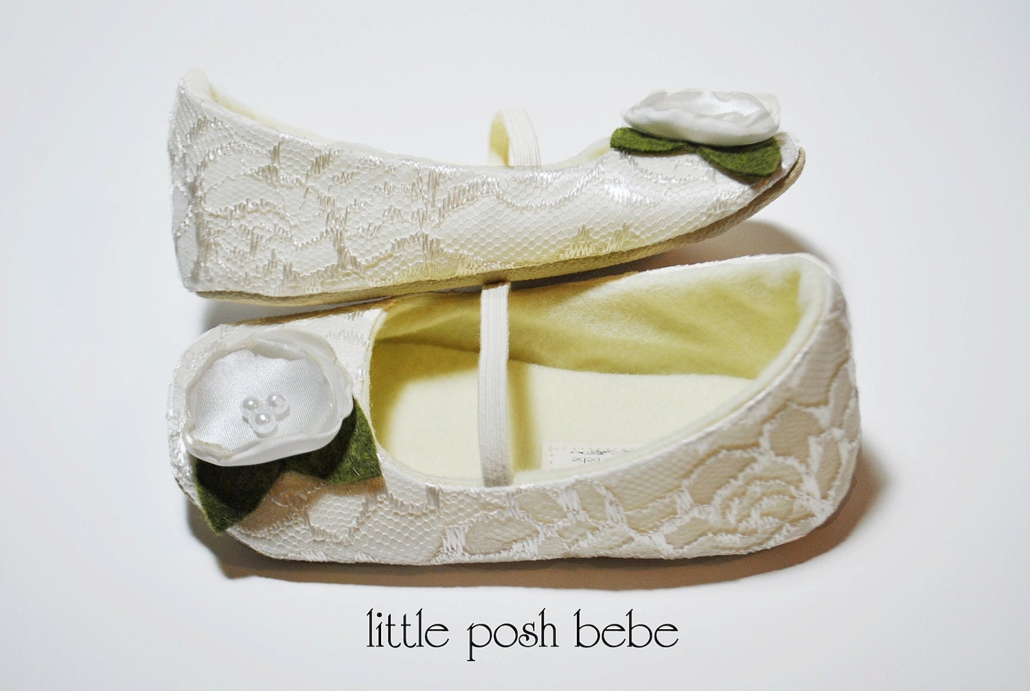 Baby Shoes Princess Light Ivory Lace Mary Janes (Size 1-4)