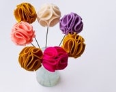 Felt Pom Pom Flowers (set of 7 in color/s of your choice)