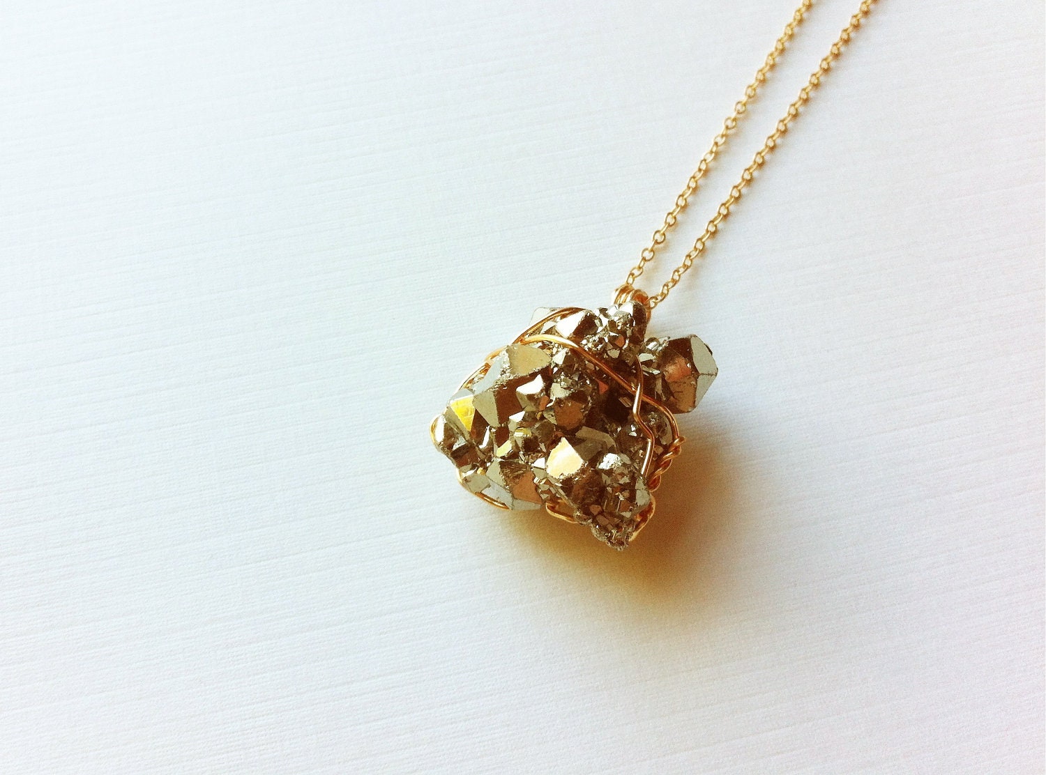 Minimalist Pyrite Nugget Pendant / Spring Fool's Gold Necklace / Raw Mineral Jewelry