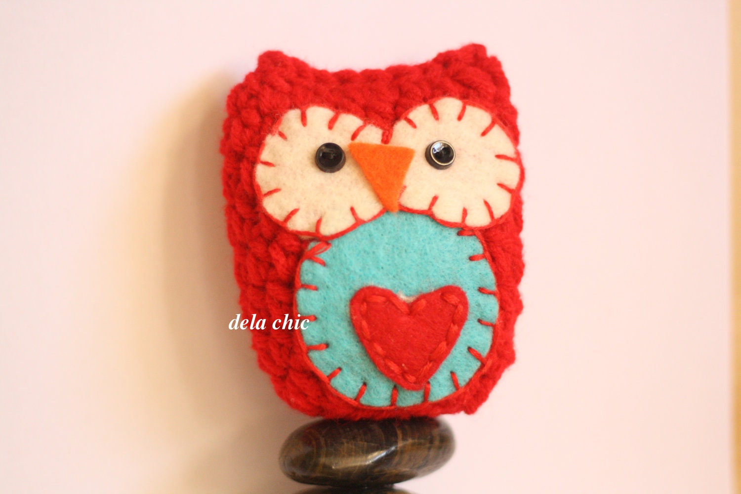 Crochet Red Owl Softie Ornament