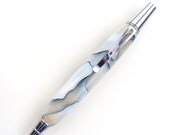 Handturned Ballpoint Pen Handmade White Blue Arctic Ice Acrylic Bullet Pen