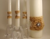 Rustic Burlap and Lace Wedding Family Unity Candle Wraps