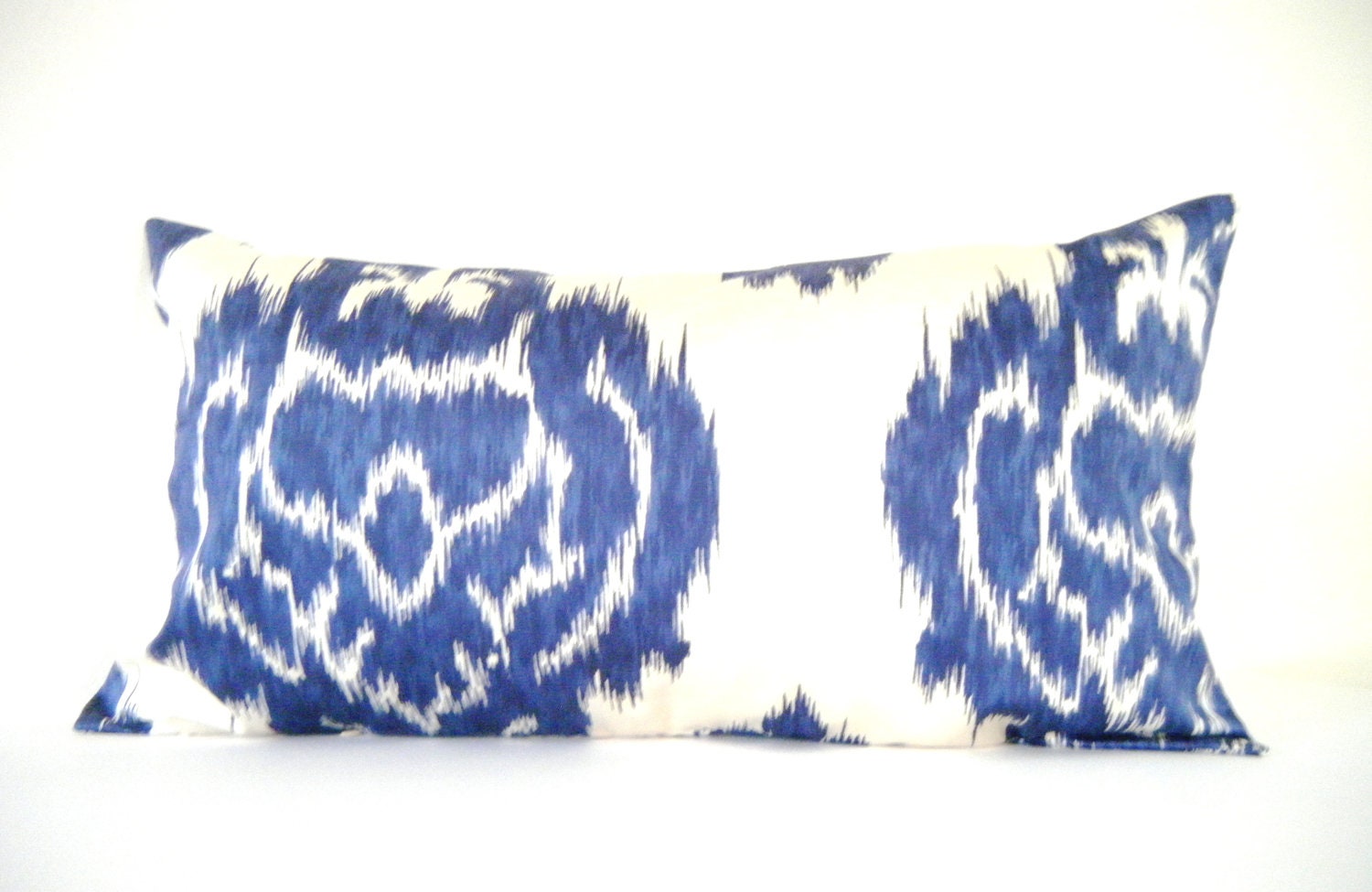 Navy Blue Ikat Pillow Cover, Long Lumbar Pillow Cover, Bohemian Decor, Navy Blue, 12x22 Inch