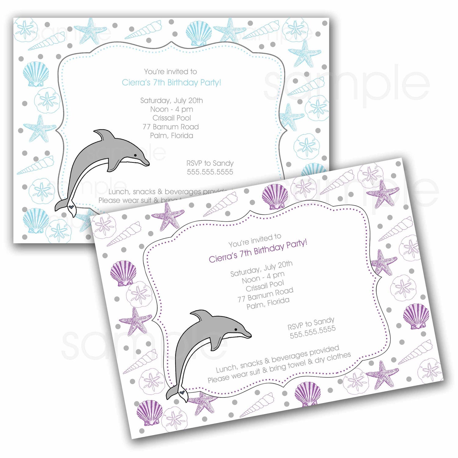 Dolphin Birthday Pool Party Invitation  / printable digital file  / UPRINT / personalized / diy / print your own
