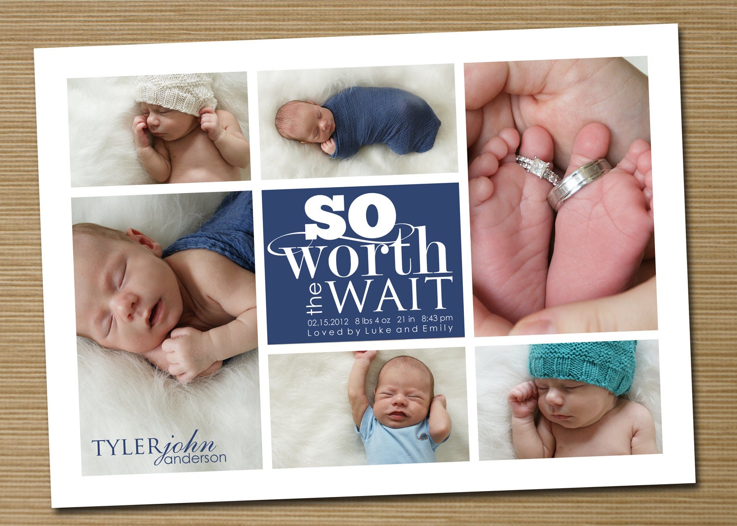 Baby Announcement: Baby Boy, Baby Girl Printable Birth Announcement (So Worth the Wait collage)