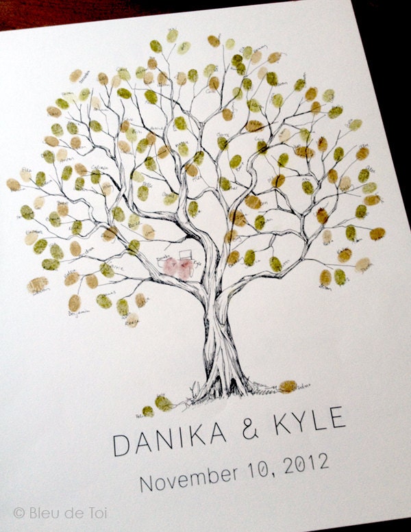Medium Olive Tree, The original hand-drawn guest book fingerprint tree (ink pads sold separately)