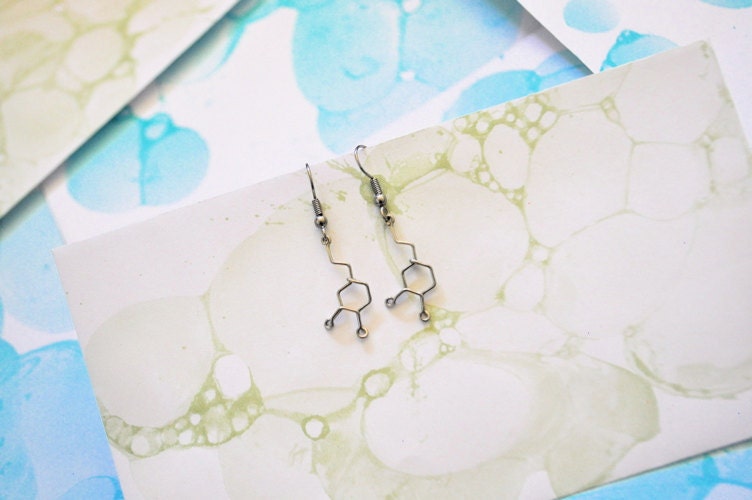 Dopamine Love Molecule Earrings - Silver Molecular Jewelry - Pleasure, Passion & Adventure Chemical