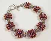 Red and Gold Byzantine Variation Bracelet Chainmaille Jewelry