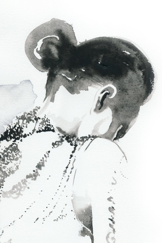 Print of Original Ink and Watercolor Painting, Watercolour Fashion Illustration - Karlie