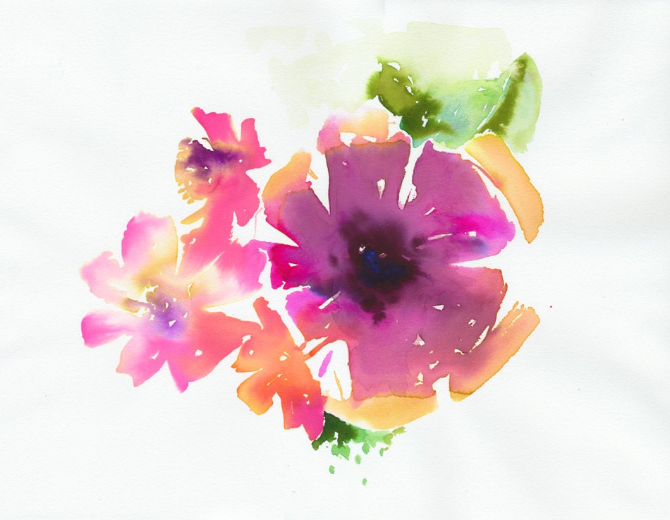 Original Watercolor Painting, Watercolour Flowers of India.