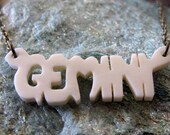 Bone Gemini Astrological Sign Necklace