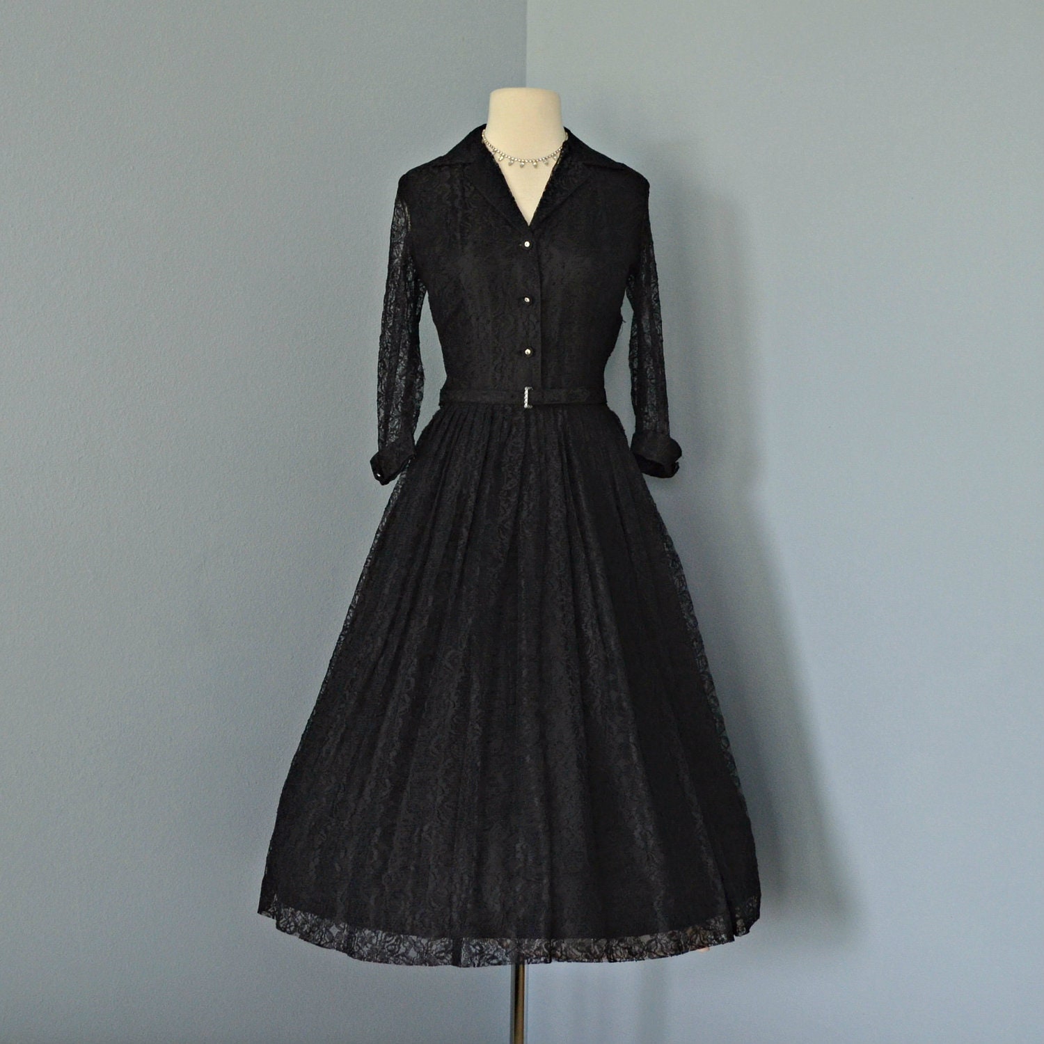 1960s Lace Cocktail Dress...Lovely Black Lace KABRO of Houston Lace Cocktail Dress Party Dress Mad Men Small