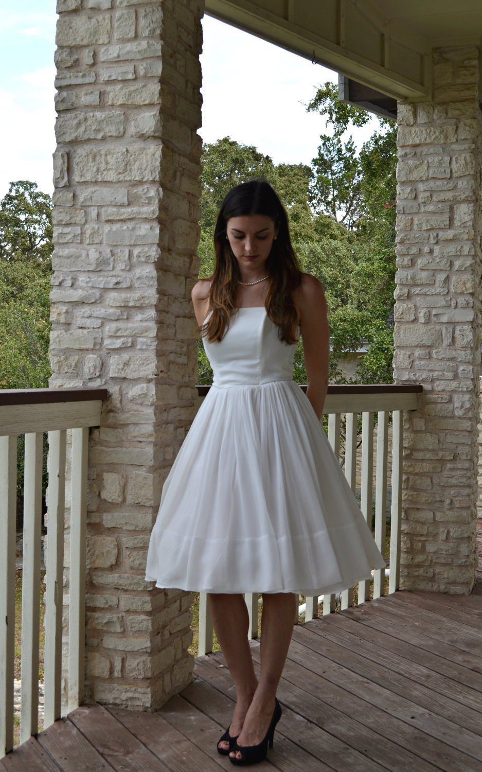 RESERVED FOR CYNTHIA Vintage 1960s Wedding Dress...Beautiful Short White Chiffon Wedding Dress Small