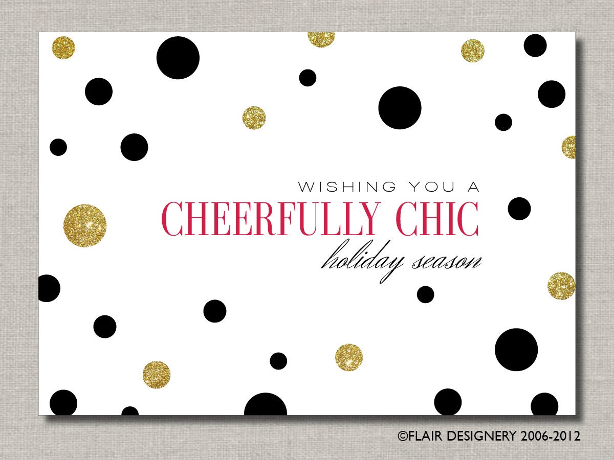 Personalized Holiday Card - Cheerfully Chic Greeting Card - Set of 12 folded cards - by Flair Designery Il_170x135