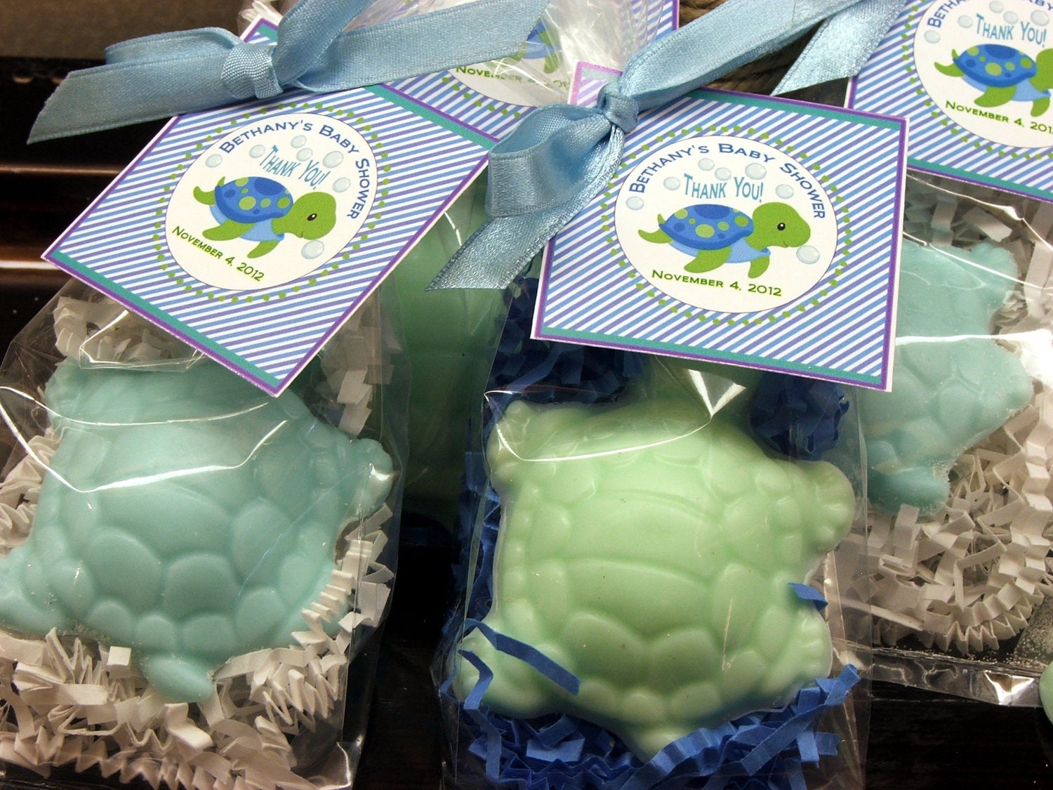 Set of 10 Turtle Soap Favors Party Favors  Baby Shower Bridal Shower Birthday Wedding Custom Party Favors Includes Customized Tags