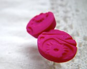 Bright Button Earrings by Cari-Jane Hakes, Hybrid Handmade Jewellery, from the 'A Stitch in Time Saves Nine' series WITH FREE SHIPPING