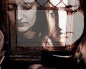 DIGITAL COLLAGE 5x7 Reflection - portrait, feminine, spiritual, tranquil, sepia