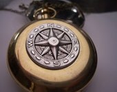 Real working compass -  Nautical compass steampunk  pocket watch charm necklace