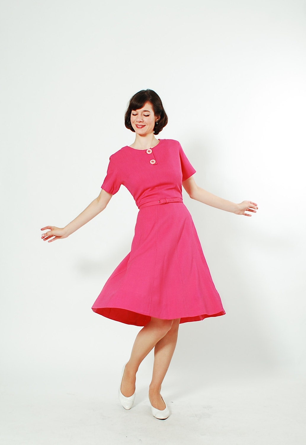 50s Linen Dress - Vintage 1950s Dress - Framboise Tarte