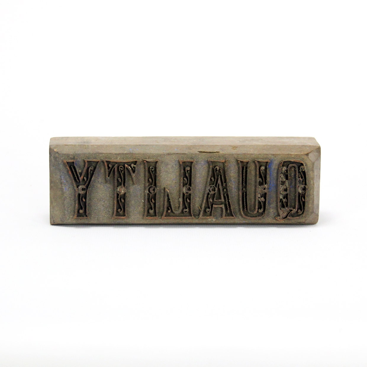 antique wood and metal printing block - quality