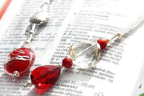 on Vacation / Lovely Red Beaded Bookmark. Red Means Passion, Desire, and Love. Perfect Gift for her. Silver Lined Lampwork Glass. Red Coral