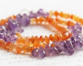 on Vacation / Amethyst Carnelian Necklace - Purple Orange Gemstones - Birthstone Necklace - Sterling Closure - Minimalist