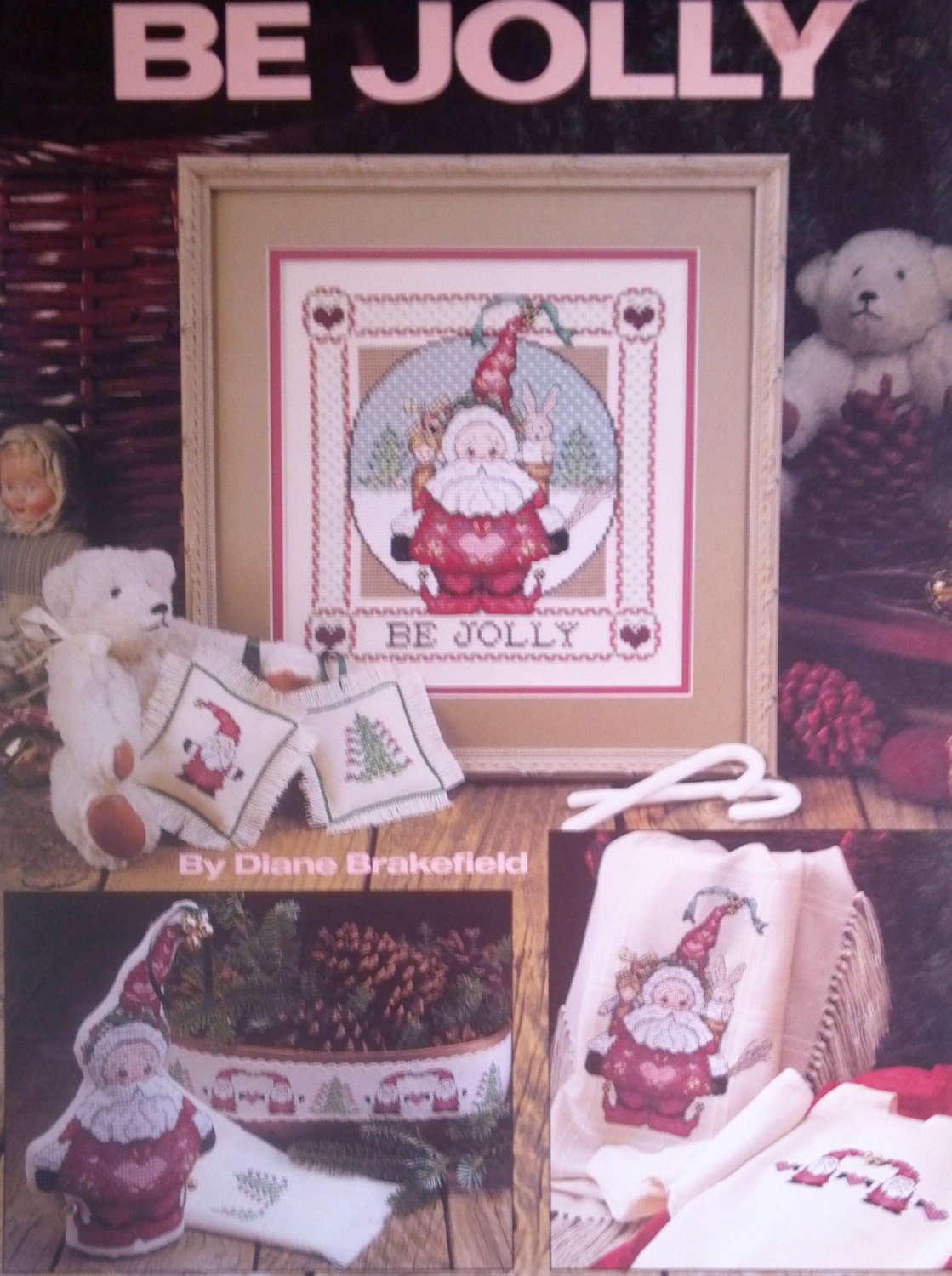 Vintage Holiday Christmas Tree Jolly Santa Leisure Art CROSS STITCH  Easy Read PATTERN for handmade Ornament  Gift