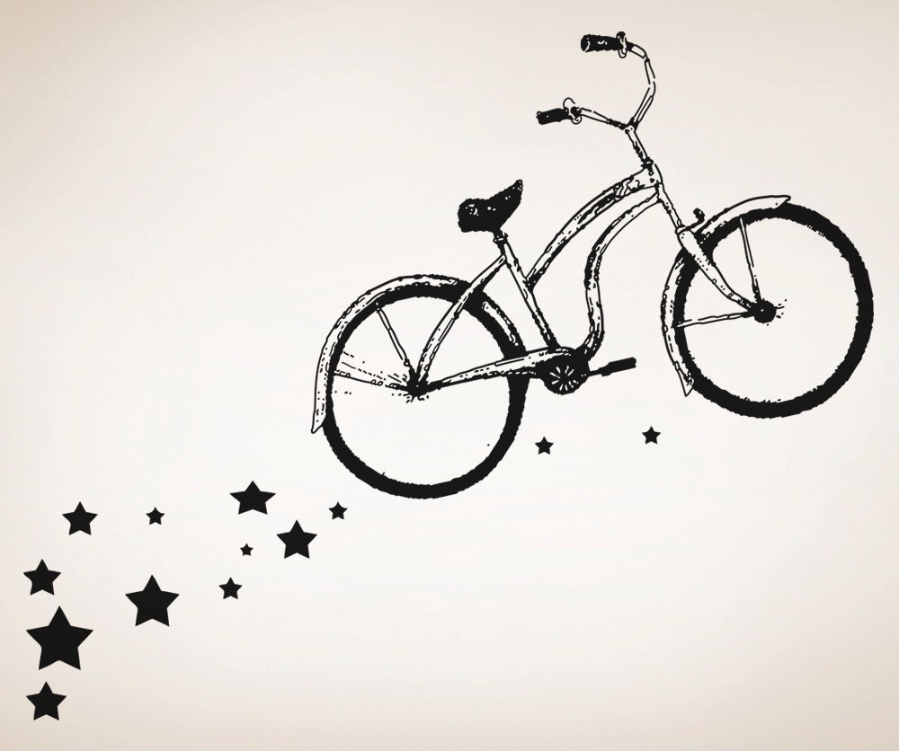 Vinyl Wall Decal Sticker Bike With Stars OSAA182B