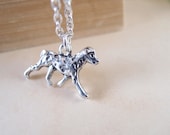 Puppy lover aged silver metal necklace