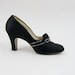 1920s Dress Shoes - Vintage 20s Shoes in Black Silk with Silver & Rhinestone Trim - Size 6 6.5