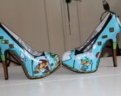 Mario & luigi paper game shoes heels custom handpainted Made to order