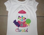 Embroidered - Candy & gumball machine shirt with personalization - choose short sleeve or long sleeve