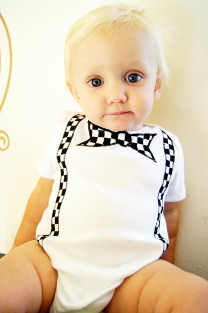 Retro Hipster Cool Guy Onesie - Tie and Suspenders - Oh Yeah.