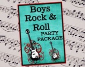 Rockstar Guitar Birthday Invitation, Party Package, CHOOSE ANY 6 ITEMS, Printable Invitations, Decorations, Thank You Card, Party Supplies