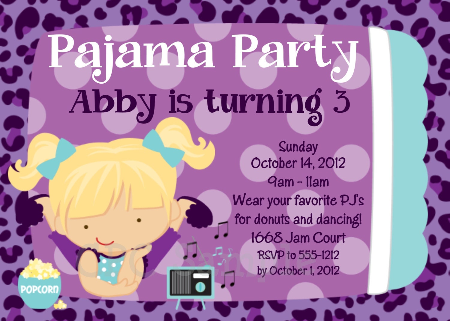 Pajama Party Invitation Birthday Invitations Printable