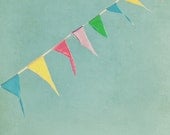Back to school nursery art carnival photograph - fine art photography print -  dreamy pastel pink blue sky kids room