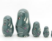 Rhinoceros Nesting doll stacking dolls matryoshka russian dolls set of 5 free shipping