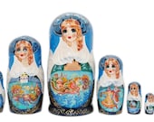 Russian doll matryoshka babushka dolls Russian winter nesting doll set 7 pc free shipping