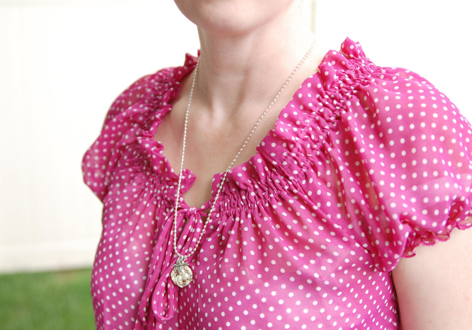 Personalized Mama Bird Wire Nest Necklace in Silver