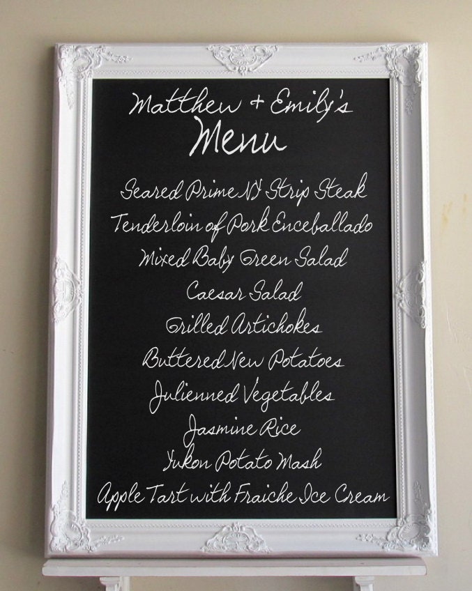 Wedding Sign CHALKBOARD Large Kitchen Chalk Board Magnetic White Restaurant Playroom Framed Chalkboard Office Ornate Baroque -- MORE COLORS
