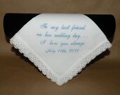 Personalized Wedding Handkerchief Something Blue for the Bride  Free shipping and gift box Custom made