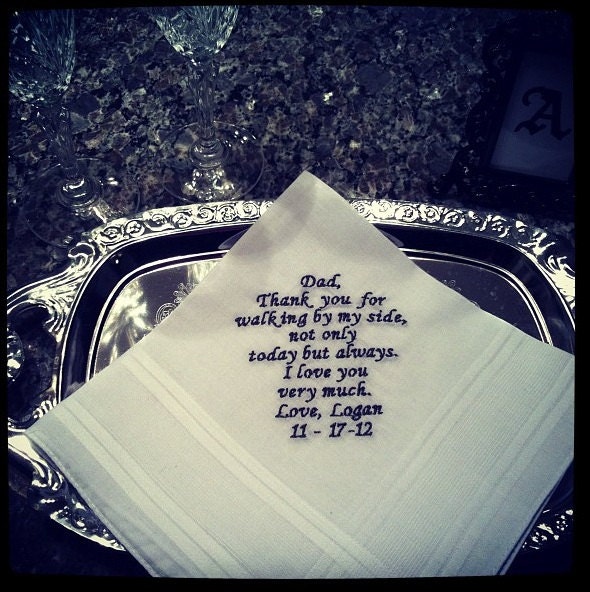 Wedding Handkerchief Father of the Bride Personalized Wedding Gift Free shipping and gift box Custom made