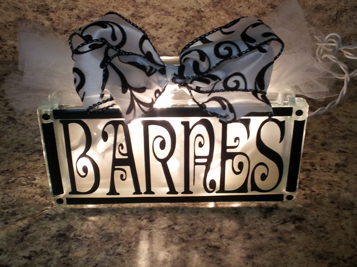 Personalized lighted glass block decor, LOVE