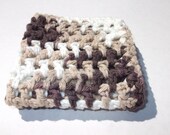 Crochet Cotton Wash Cloth in Brown variegated - 8 x 8 inches