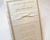 EMILY-3 Lace Wedding Invitation, Invite, Vintage, Shabby Chic, Couture, Elegant