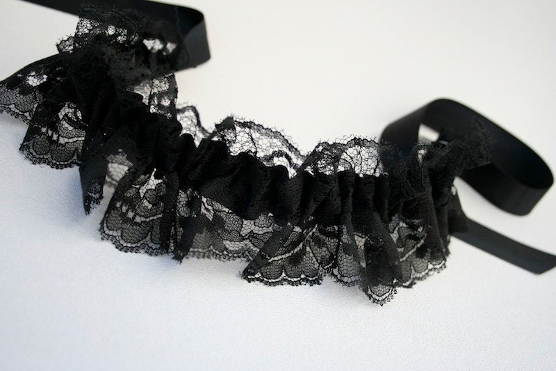 Wedding Garter - Black Lace Bridal Garter - Clearance Sale