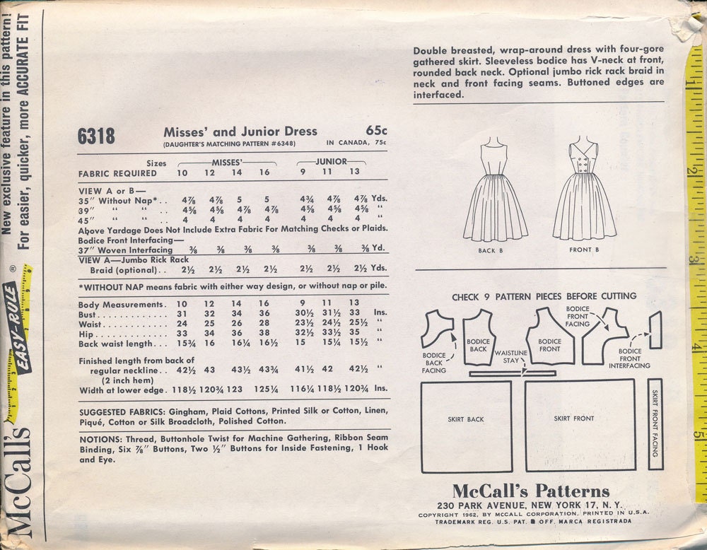 Spring Dance - 1960s Full Skirt Sun Dress Sewing Pattern by McCall's 6318