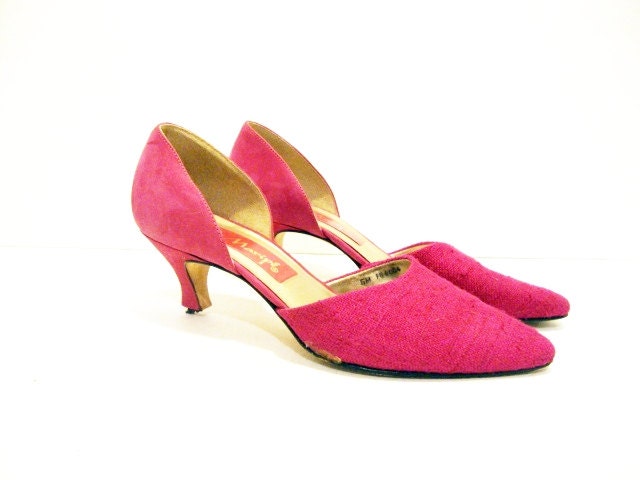 etsySize 6 Low heel HOT PINK Pumps